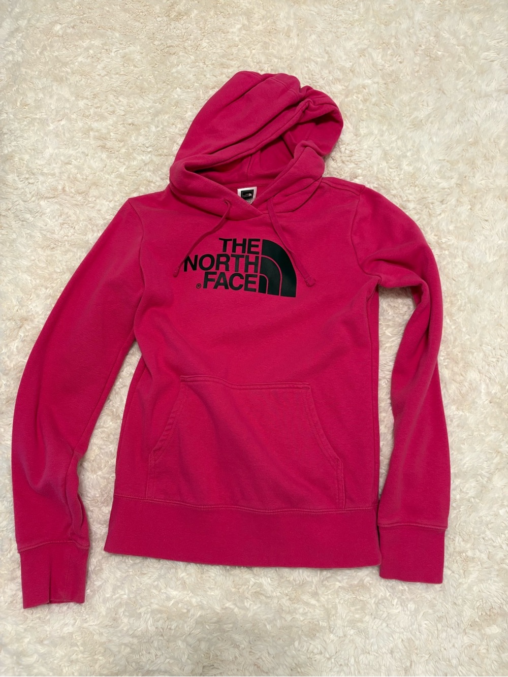 The North Face Hot Pink Pullover Hoodie with Black Logo